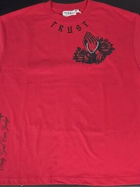 JaQwi Red Prayer Hands Graphic Tee